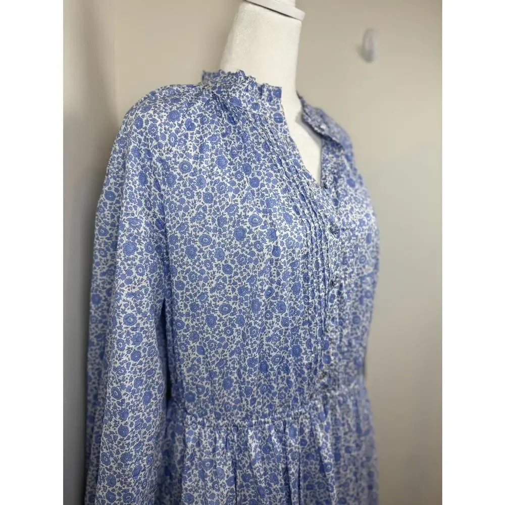 J. Crew Liberty Fabric Ruffle-collar mini dress D'Anjo Coast fabric Size XL Boho